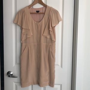 Silk Club Monaco Dress with Ruffled Shoulders